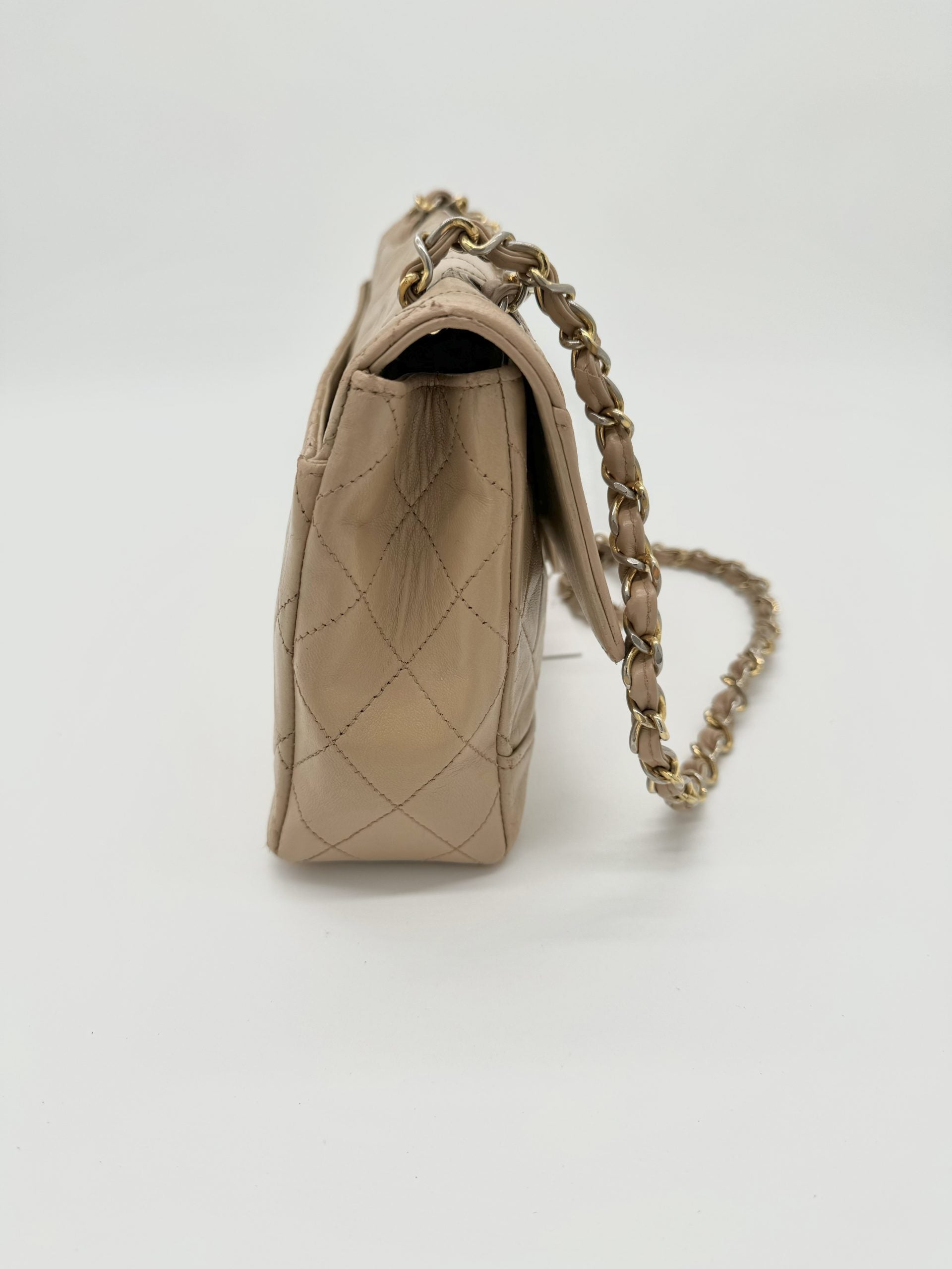 Chanel Classic Double Chain Flapbag Beige