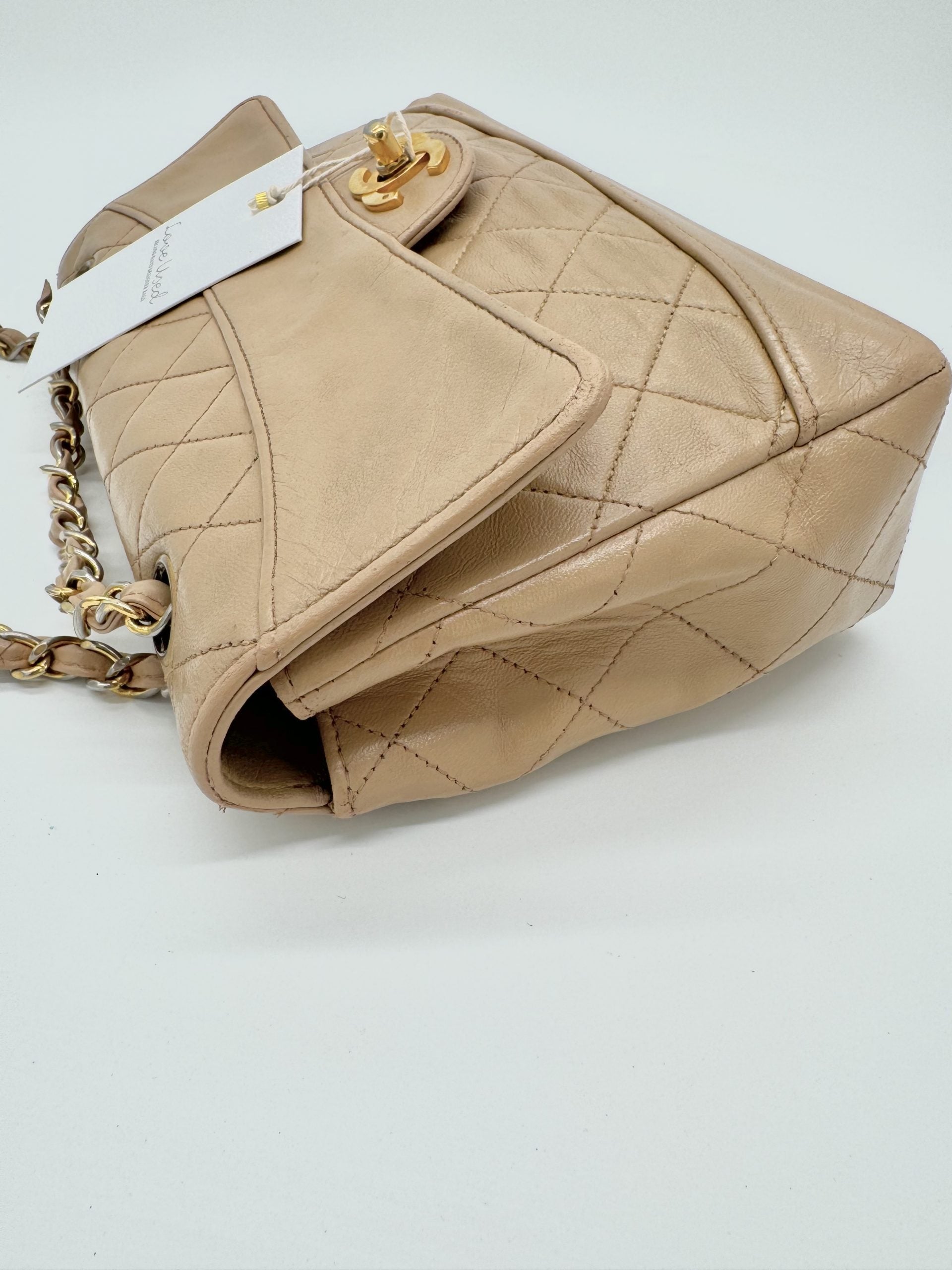 Chanel Classic Double Chain Flapbag Beige