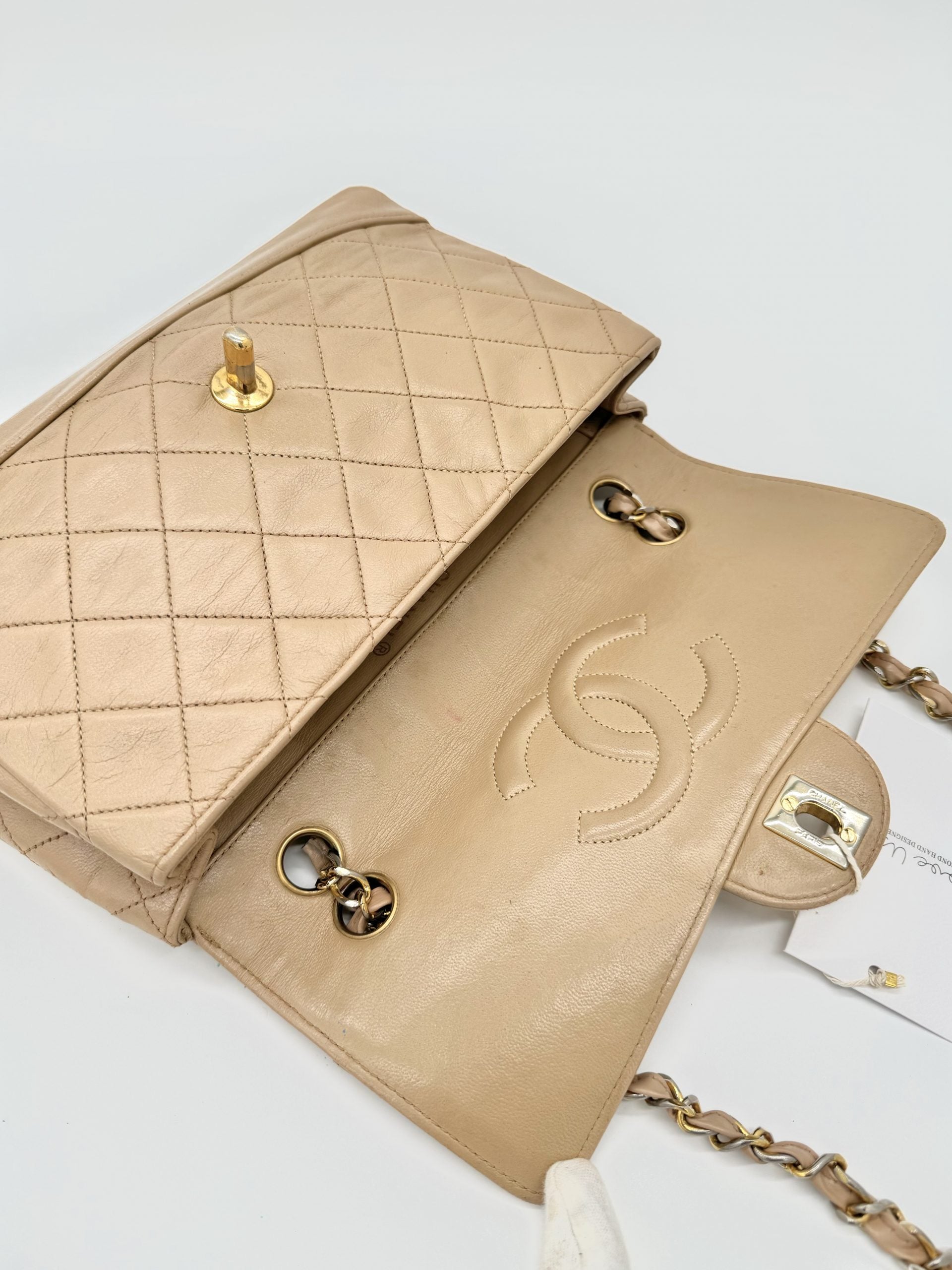 Chanel Classic Double Chain Flapbag Beige