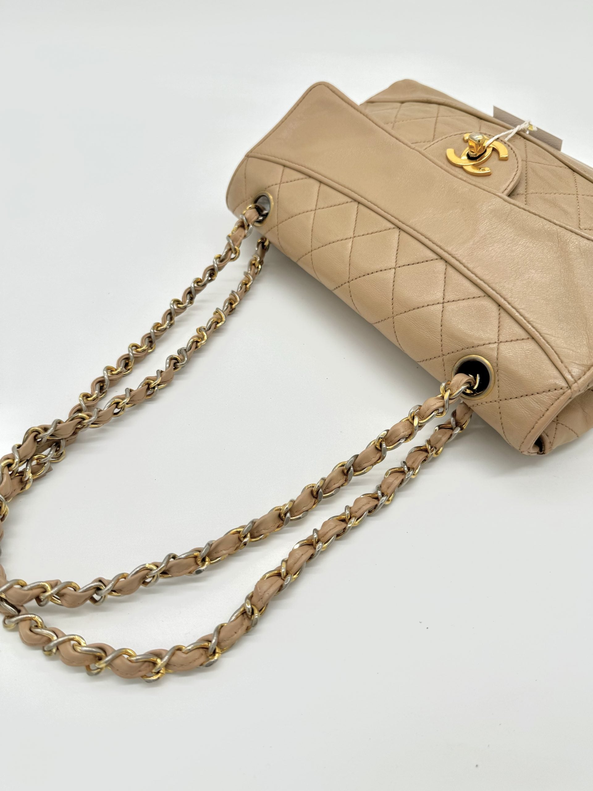Chanel Classic Double Chain Flapbag Beige