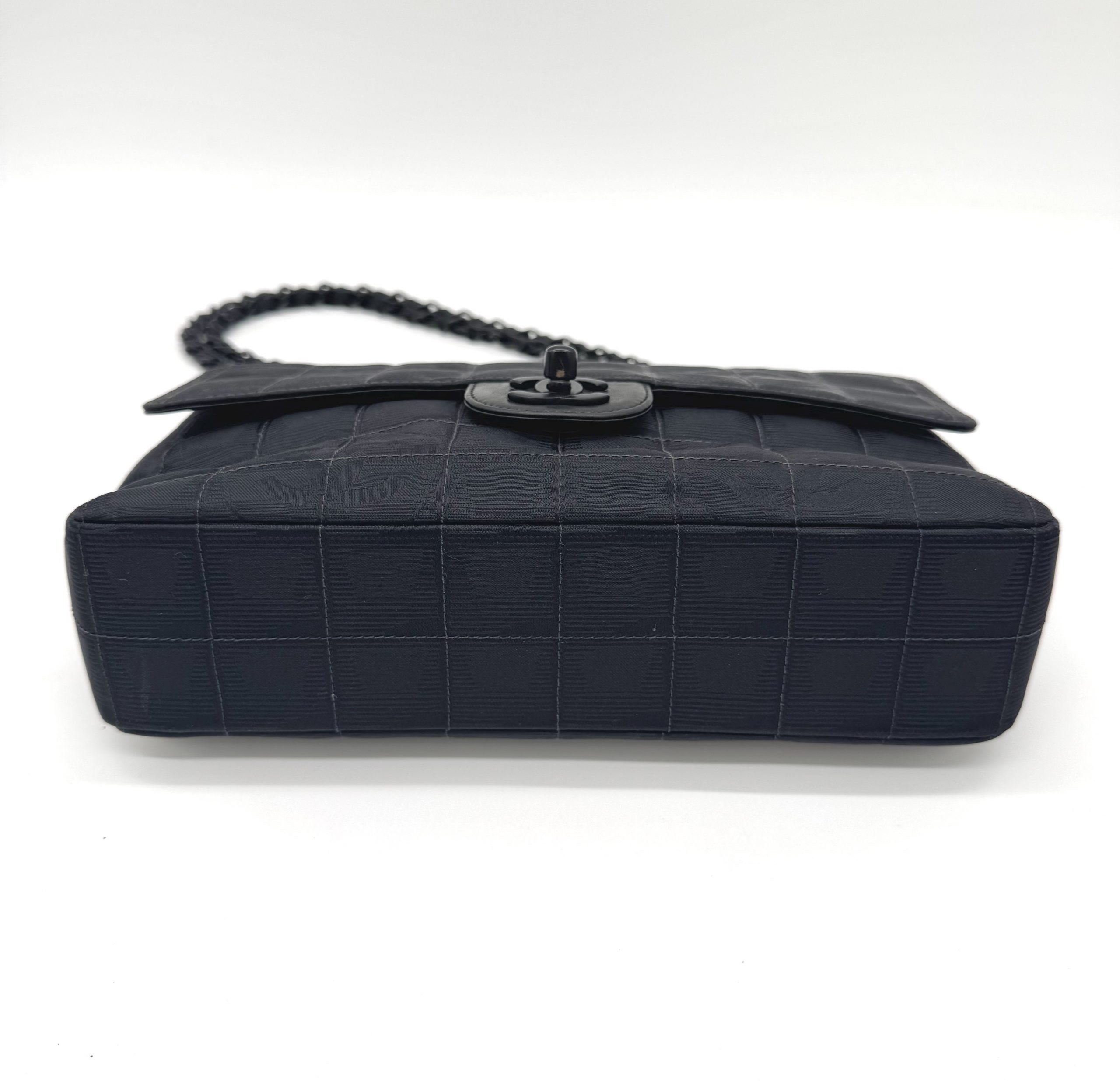 Chanel Classic Double Chain Flapbag Schwarz Nylon