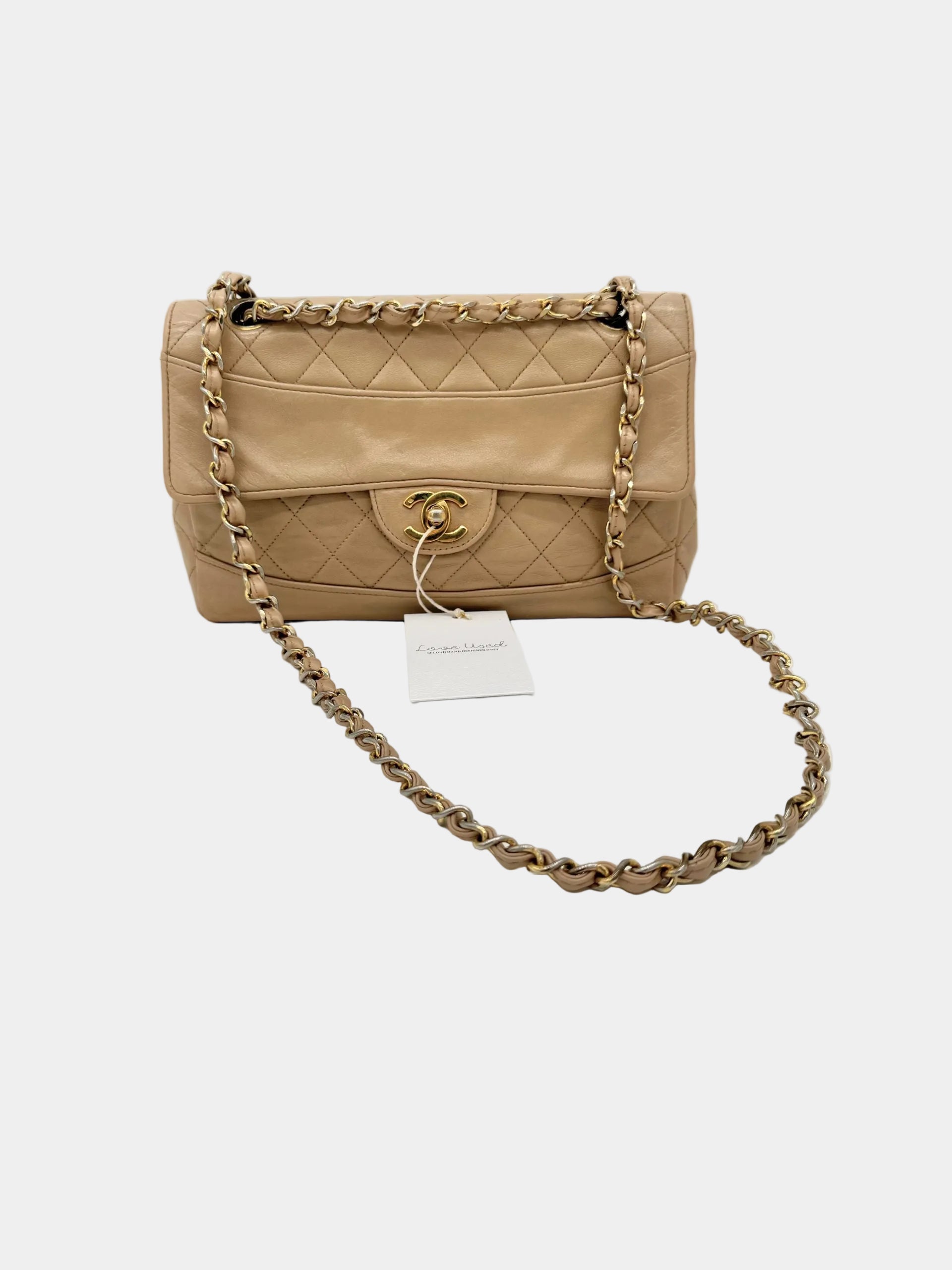 Chanel Classic Double Chain Flapbag Beige