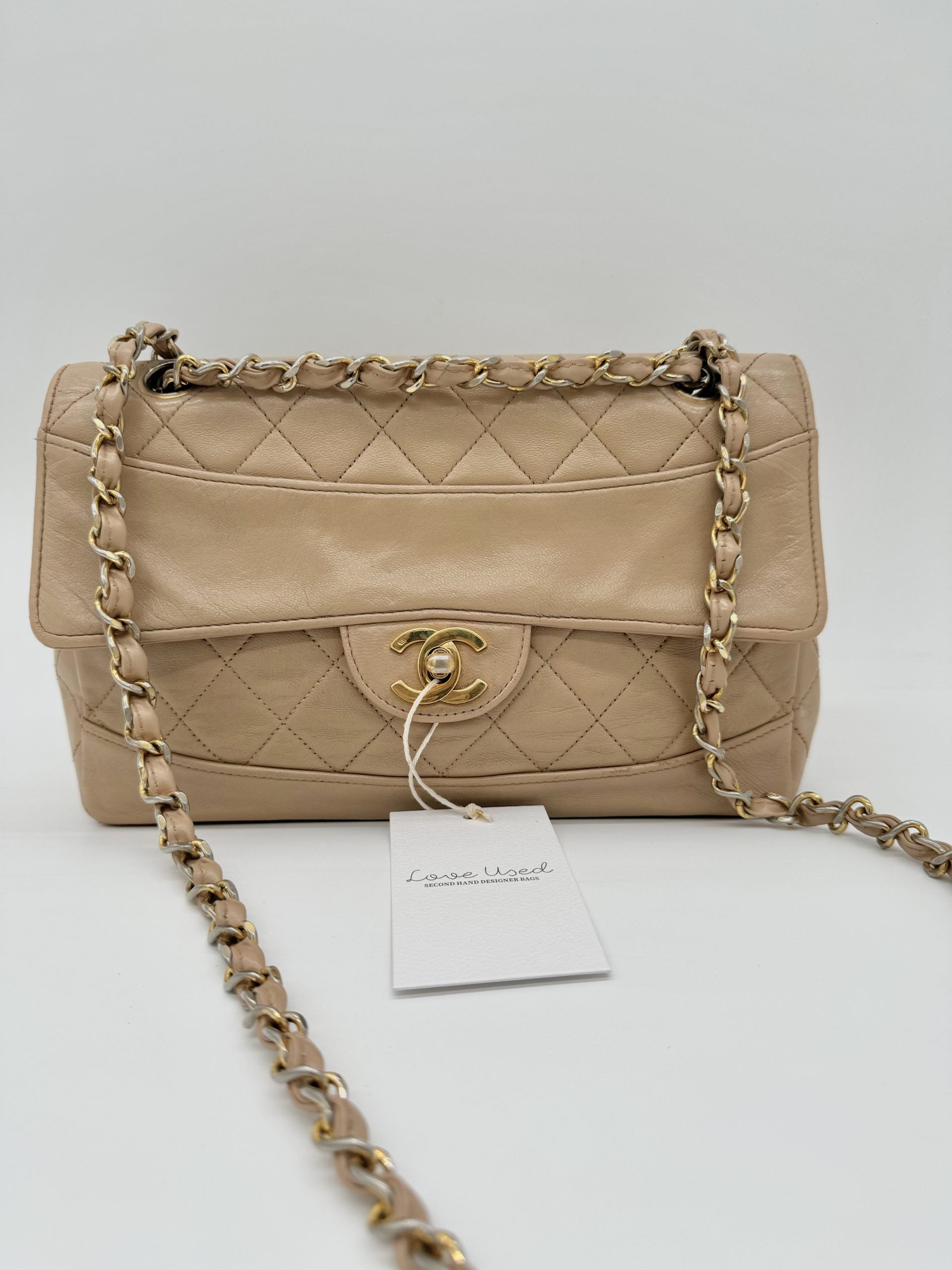 Chanel Classic Double Chain Flapbag Beige