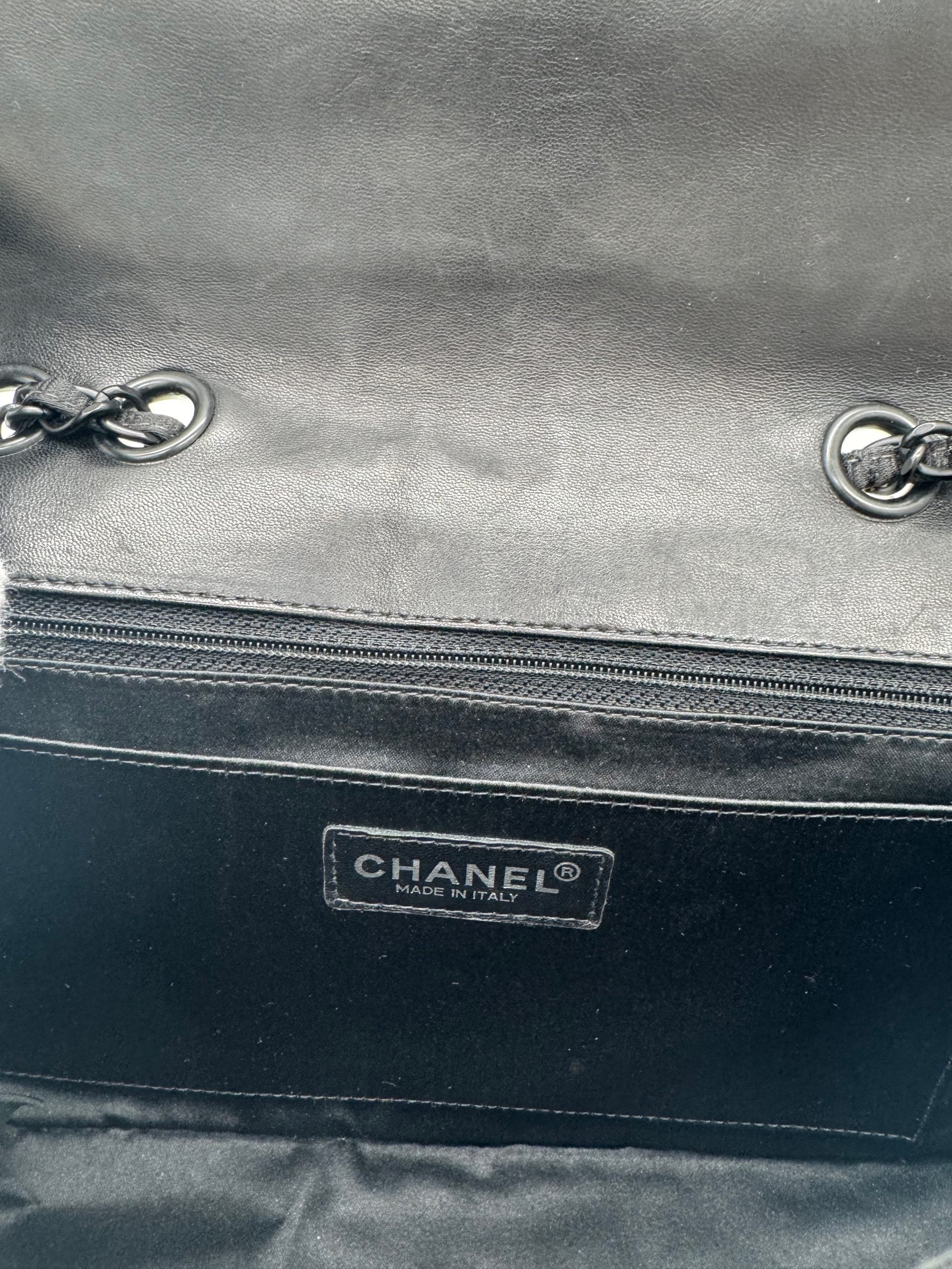 Chanel Classic Double Chain Flapbag Schwarz Nylon 