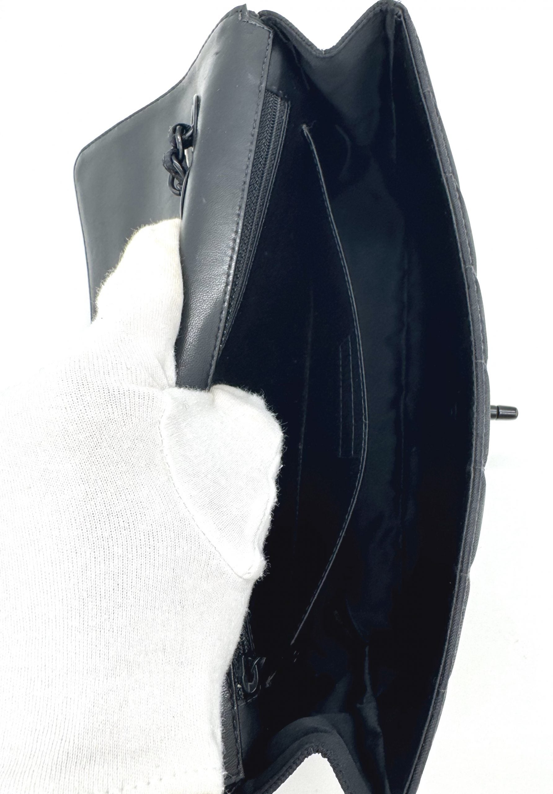 Chanel Classic Double Chain Flapbag Schwarz Nylon 