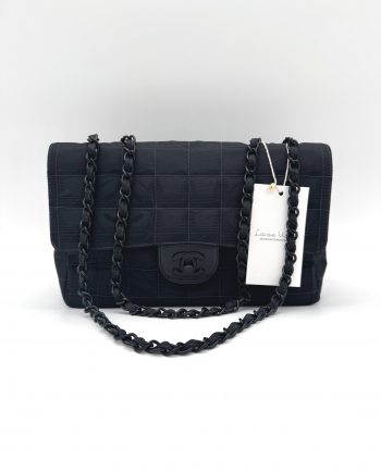 Chanel Classic Double Chain Flapbag Schwarz Nylon 